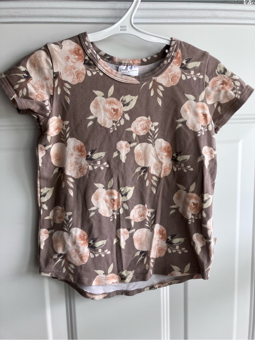 Jax & Lennon neutral floral brown beige pink shirt 2T 3T